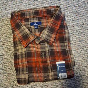 Men's flannel shirt NEW 3XL orange, brown and tan NEW